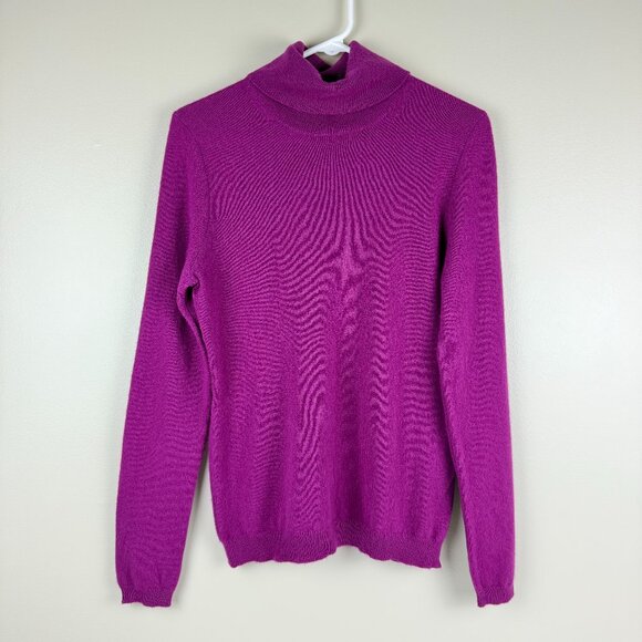 Bloomingdale’s 100% Cashmere Turtleneck Sweater Hot Pink Size M - Picture 1 of 7